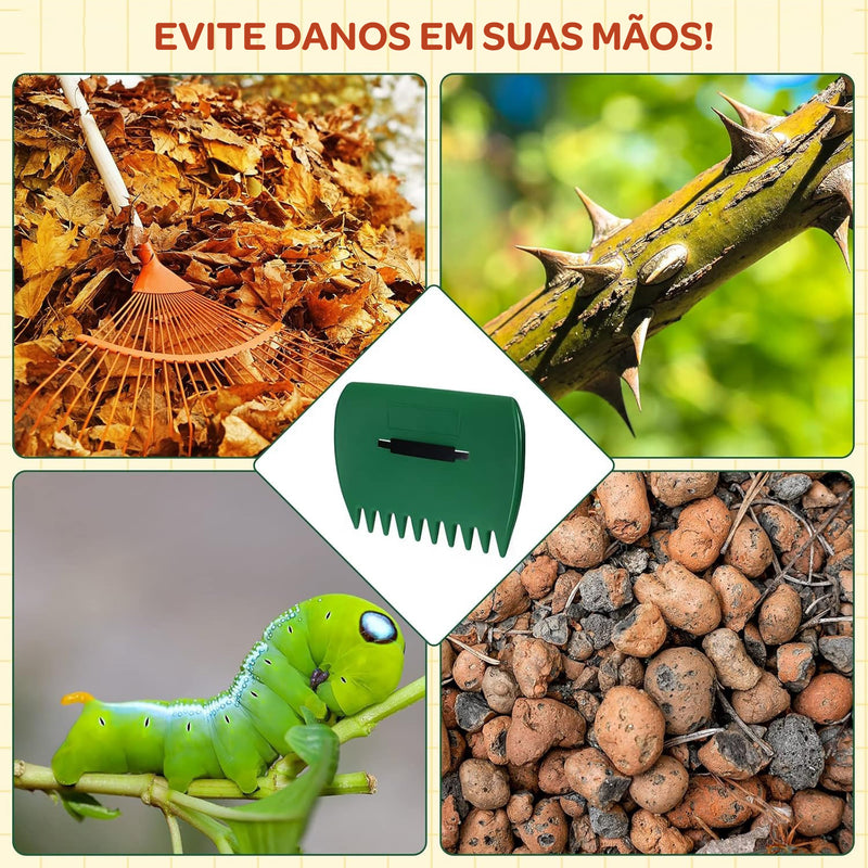 Ancinho de Mão para Jardinagem – Coletor de Folhas e Grama, Leve e Resistente