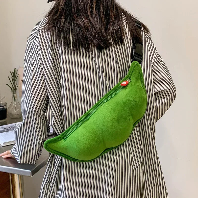 Bolsa Edamame Divertida – Shoulder Bag Criativa de Pelúcia