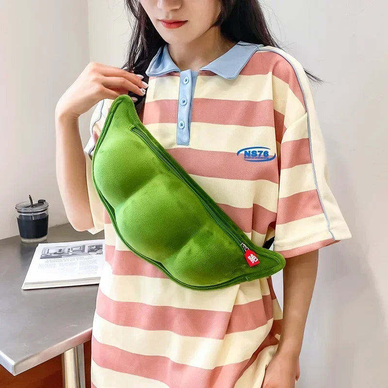 Bolsa Edamame Divertida – Shoulder Bag Criativa de Pelúcia