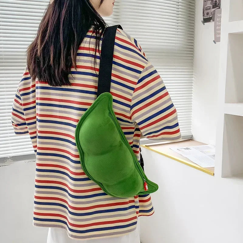 Bolsa Edamame Divertida – Shoulder Bag Criativa de Pelúcia