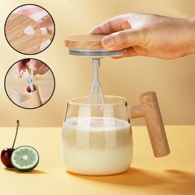 Caneca Mixer de Vidro 400ml – Automática, com Motor Elétrico e Ideal para Café, Leite e Suplementos