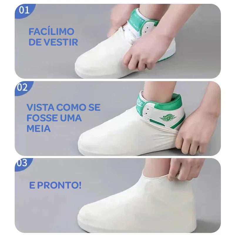 Capa de Sapato Impermeável Antiderrapante em Silicone – Protetor Reutilizável para Chuva e Lama