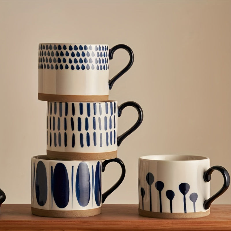 Caneca de Cerâmica 400 ml – Conjunto com 4 Estampas Variadas – Alta Qualidade, Ideal Presente e Decoração