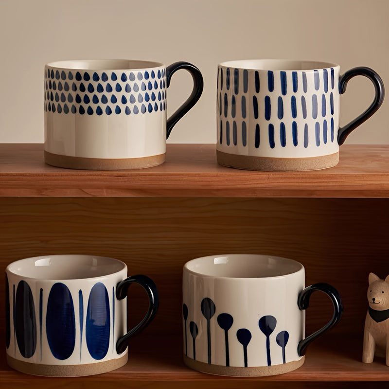Caneca de Cerâmica 400 ml – Conjunto com 4 Estampas Variadas – Alta Qualidade, Ideal Presente e Decoração