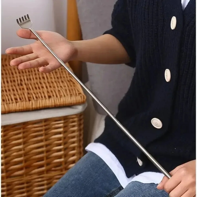 Coçador de Costas Retrátil em Aço Inoxidável – Portátil e Extensível para Homens e Mulheres