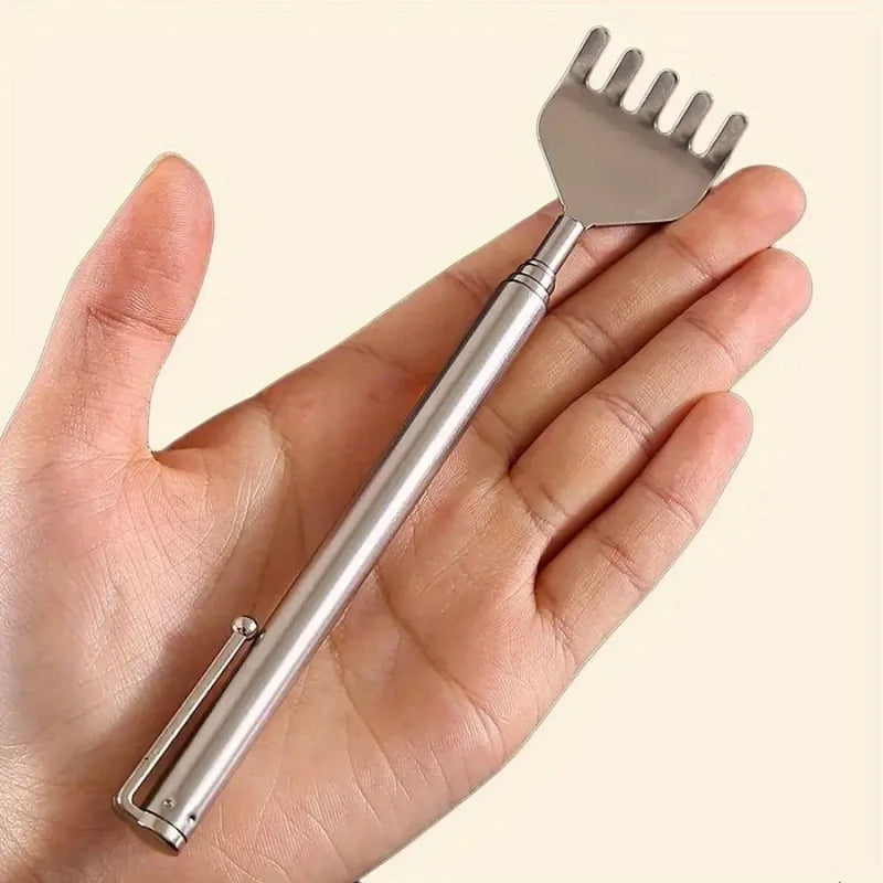 Coçador de Costas Retrátil em Aço Inoxidável – Portátil e Extensível para Homens e Mulheres