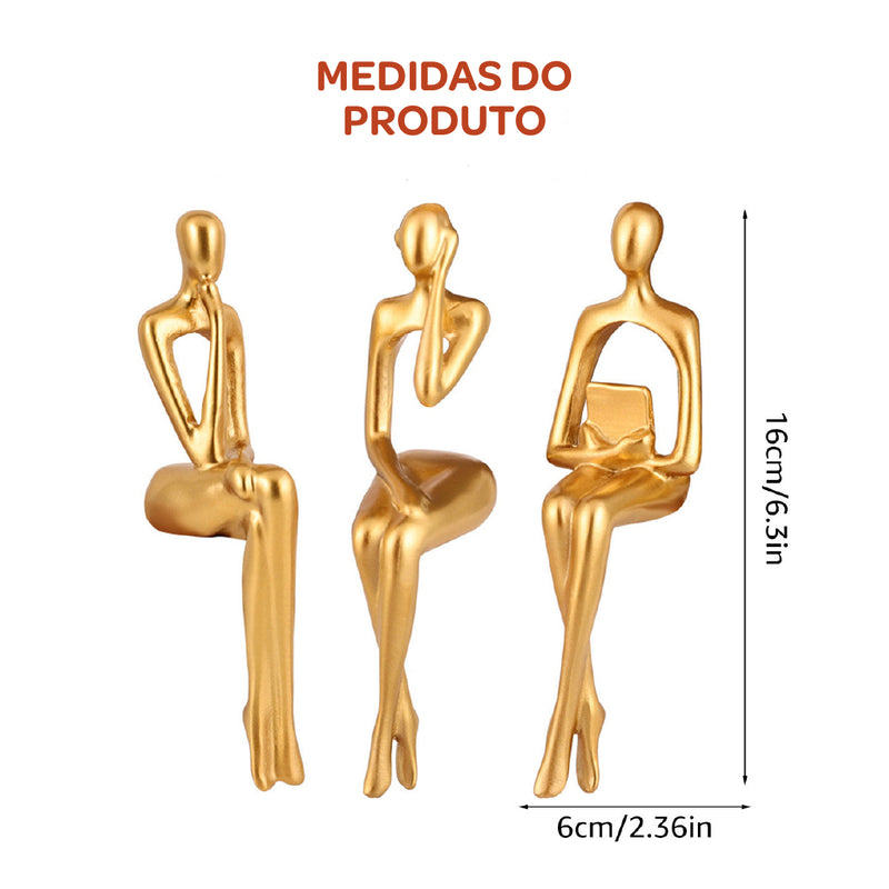 Conjunto 3 Esculturas Modernas Abstratas Decorativas – Arte em Resina de Alta Qualidade para Sala, Escritório ou Presente Sofisticado