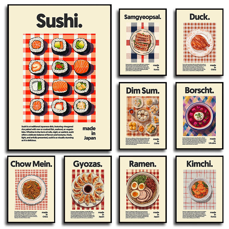 Pôsteres de Comidas Asiáticas | Arte Decorativa em Tela HD