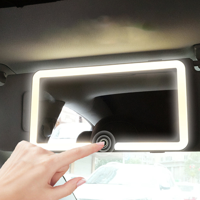 Espelho de Maquiagem com Luz LED para Carro – 3 Modos de Iluminação, Recarregável via USB, Fácil Instalação