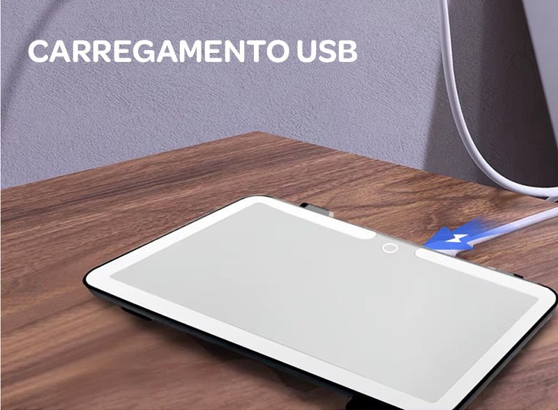 Espelho de Maquiagem com Luz LED para Carro – 3 Modos de Iluminação, Recarregável via USB, Fácil Instalação