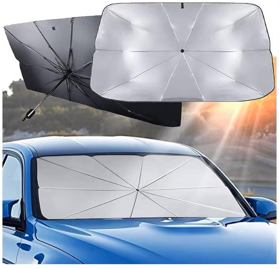 Guarda-Sol para Parabrisa de Carro - Proteção UV - Reduz Calor Interno - Dobrável Tipo Guarda-Chuva