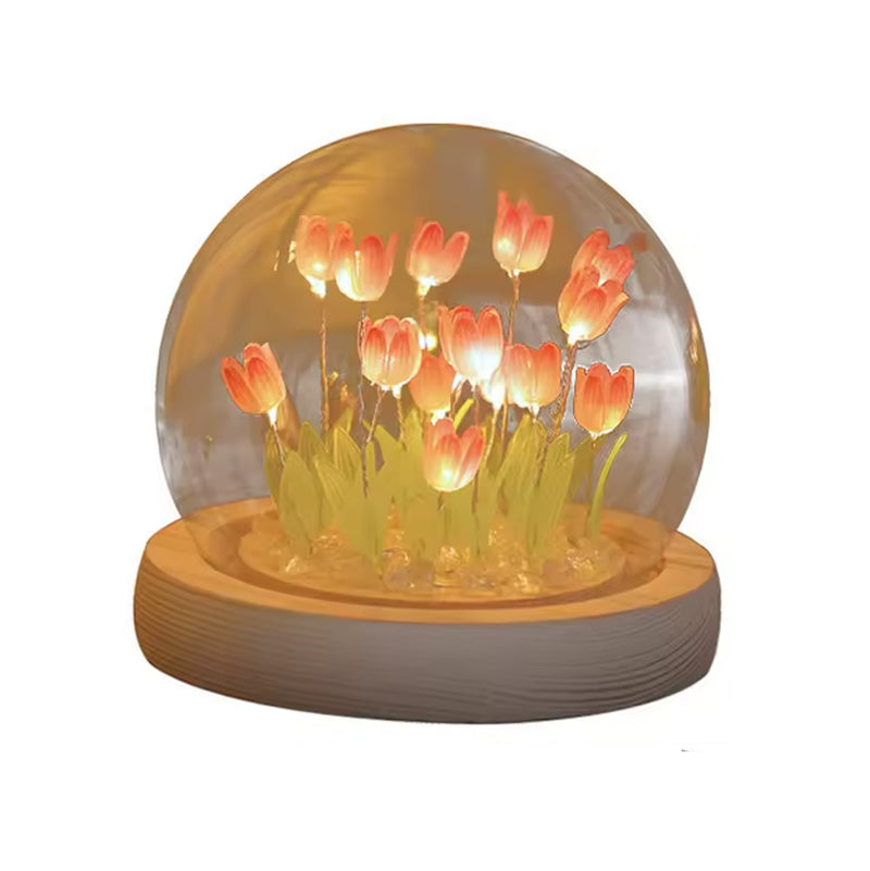 Luminária DIY Tulipas em Cúpula de Vidro – Excelente Opção Para Presentes & Decoração