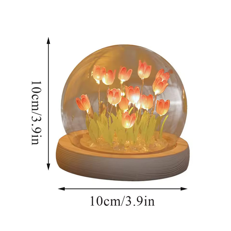 Luminária DIY Tulipas em Cúpula de Vidro – Excelente Opção Para Presentes & Decoração