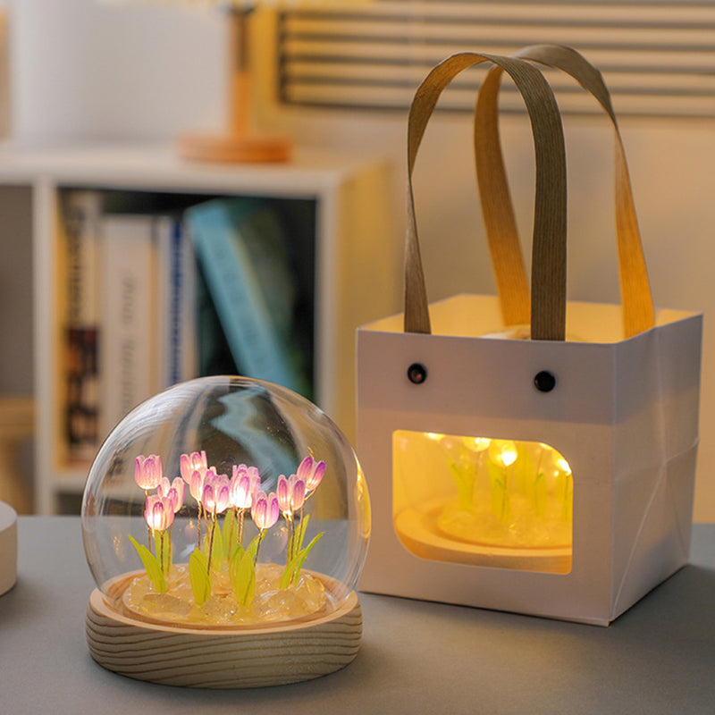 Luminária DIY Tulipas em Cúpula de Vidro – Excelente Opção Para Presentes & Decoração