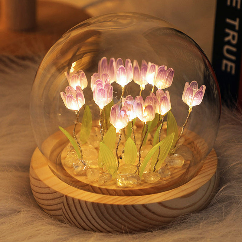 Luminária DIY Tulipas em Cúpula de Vidro – Excelente Opção Para Presentes & Decoração