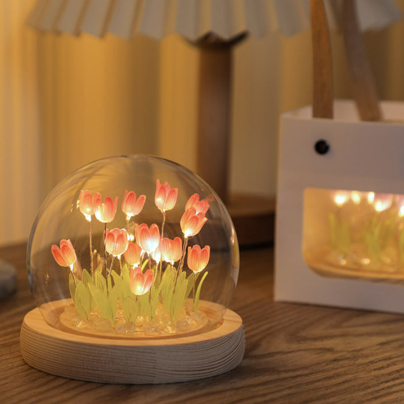 Luminária DIY Tulipas em Cúpula de Vidro – Excelente Opção Para Presentes & Decoração