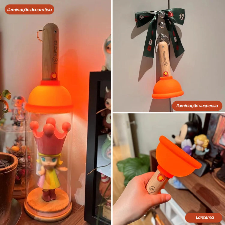 Luminária Portátil LED em Silicone – LED com 3 Modos, Ventosa e Carregamento Tipo-C