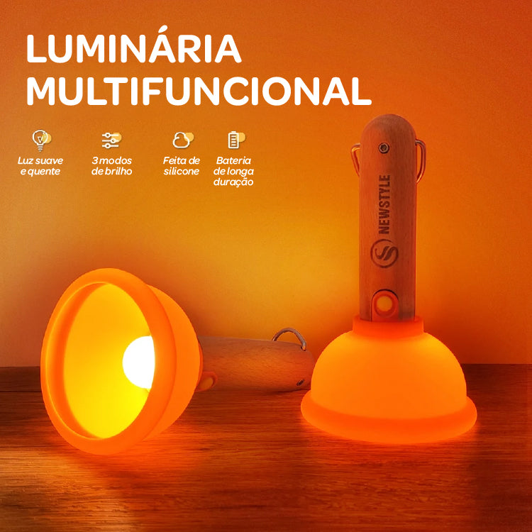 Luminária Portátil LED em Silicone – LED com 3 Modos, Ventosa e Carregamento Tipo-C