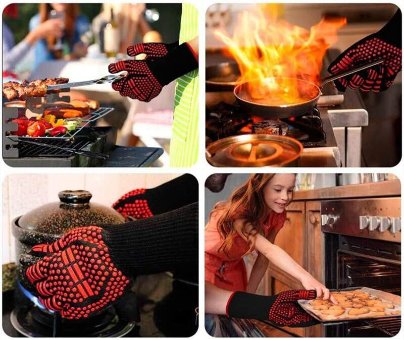 Luvas Resistentes a Altas Temperaturas – Proteção Térmica, Antideslizantes e Multiuso para Cozinha, Churrasco e Indústria