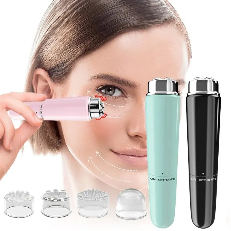 Massageador Facial Elétrico 4 em 1 – Microvibração para Olhos, Olheiras, Bolsas & Relaxamento