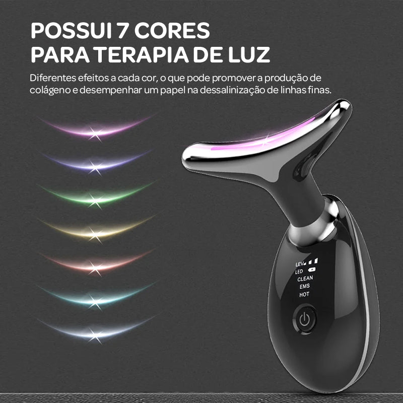 Massageador Facial e de Pescoço 7 em 1 com Luz LED – Rejuvenescimento, Lifting e Terapia de Calor