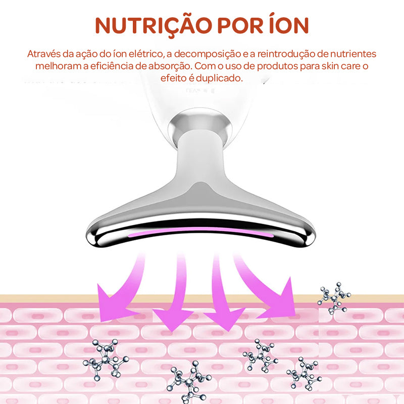 Massageador Facial e de Pescoço 7 em 1 com Luz LED – Rejuvenescimento, Lifting e Terapia de Calor