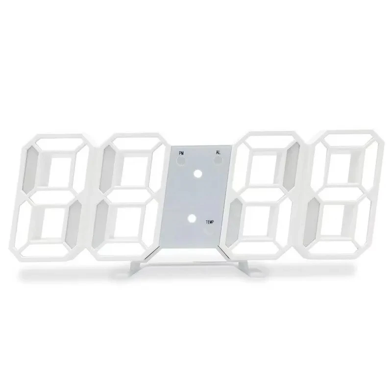 Relógio Digital de Parede LED 3D - Despertador Moderno com Alarme e Termômetro