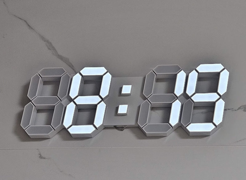 Relógio Digital de Parede LED 3D - Despertador Moderno com Alarme e Termômetro