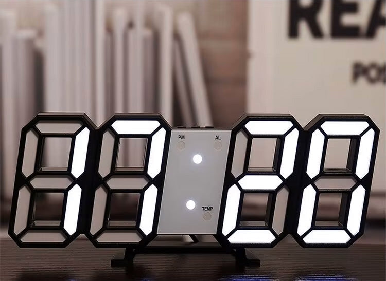 Relógio Digital de Parede LED 3D - Despertador Moderno com Alarme e Termômetro