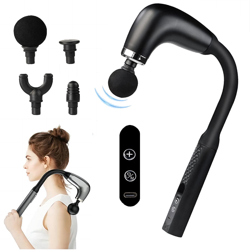 Pistola Massageadora Inteligente – Longo Alcance, 4 Pontas, Vibração Leve a Moderada para Relaxamento Corporal
