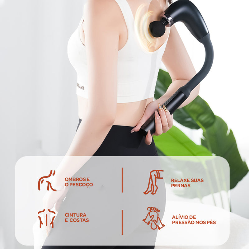 Pistola Massageadora Inteligente – Longo Alcance, 4 Pontas, Vibração Leve a Moderada para Relaxamento Corporal