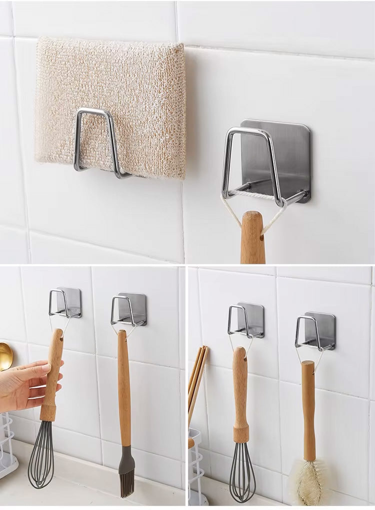 Suporte de Aço Inoxidável Multifuncional - Organizador de Utensílios e Prateleira de Parede