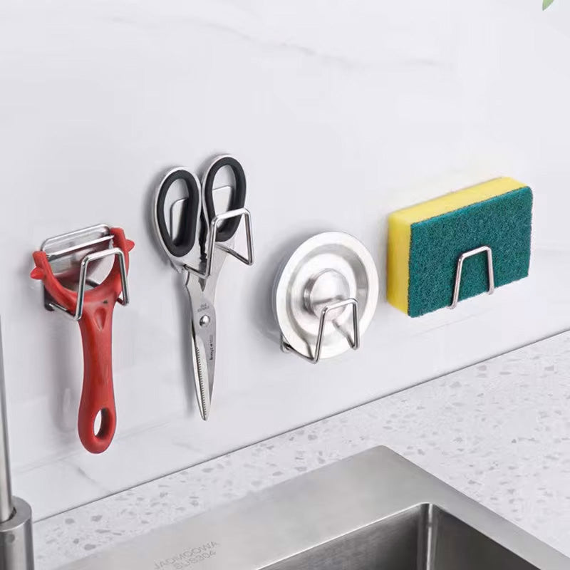 Suporte de Aço Inoxidável Multifuncional - Organizador de Utensílios e Prateleira de Parede