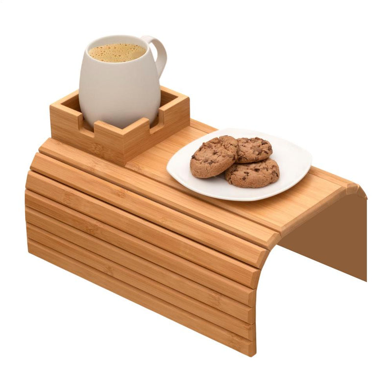 Bandeja de Sofá com Porta-Copos em Bambu – Praticidade e Estilo