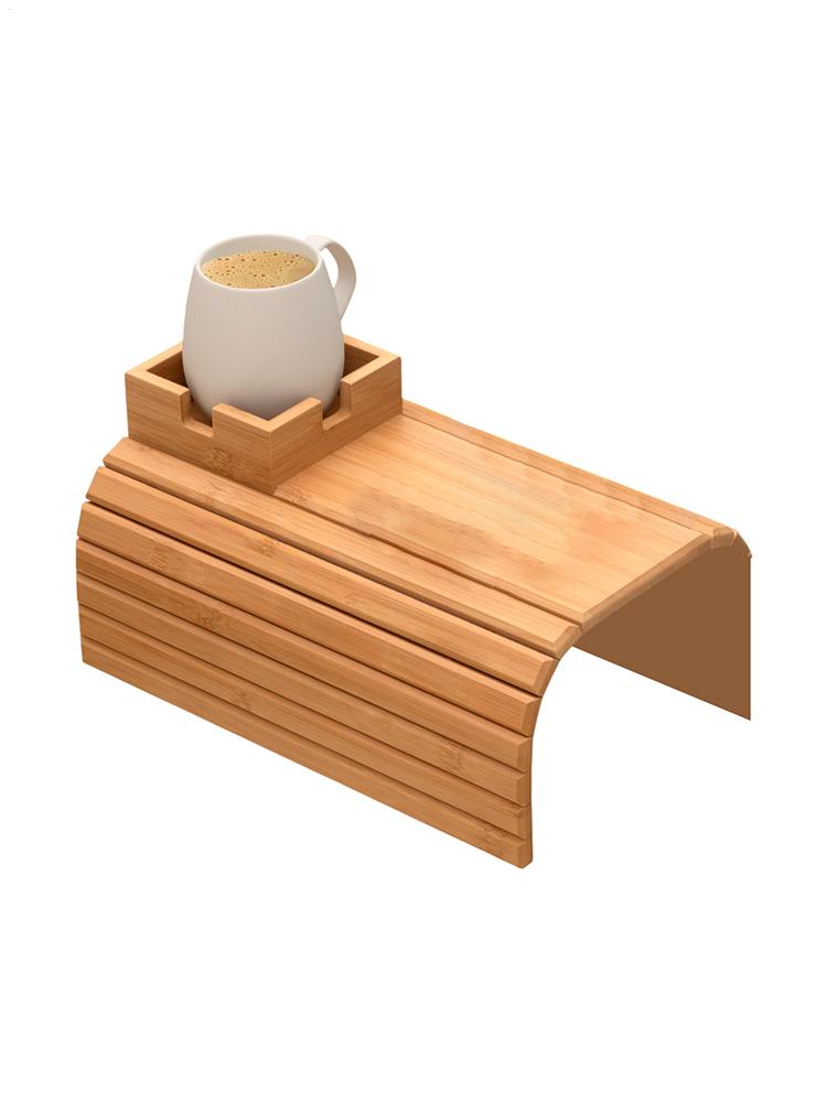 Bandeja de Sofá com Porta-Copos em Bambu – Praticidade e Estilo