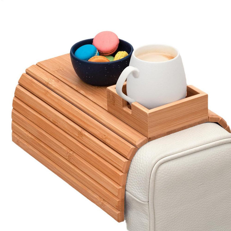 Bandeja de Sofá com Porta-Copos em Bambu – Praticidade e Estilo