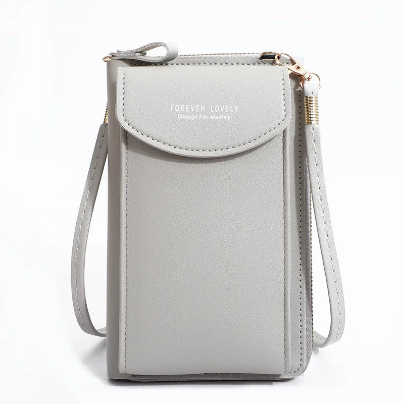 bolsa crossbody feminina versatil cinza claro